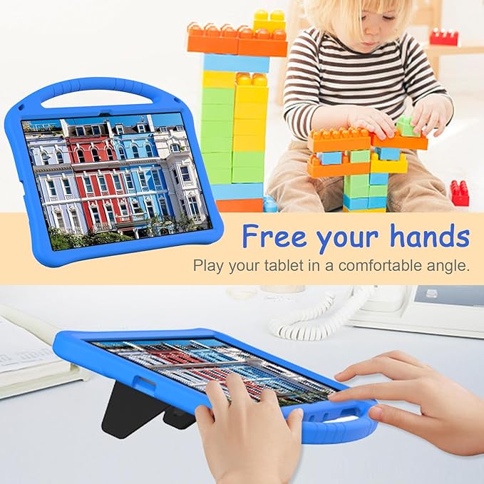 Kids Case for Samsung Galaxy Tab S10 Ultra/S9 S8 Ultra 14.6-inch Tablet, Techcircle Light Weight Shock Proof EVA Foam Handle Rugged Stand Protective Cover, Blue