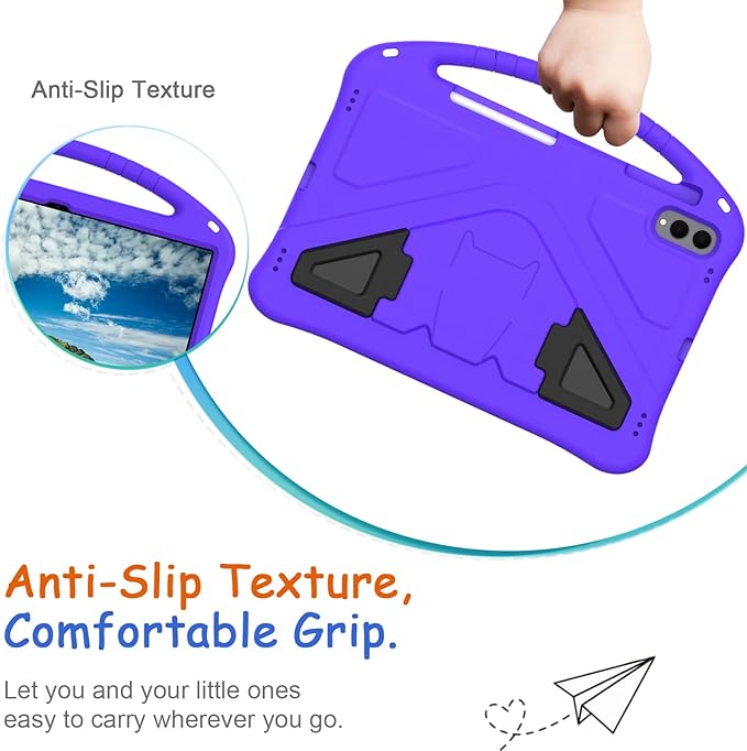 Kids Case for Samsung Galaxy Tab S11 Ultra 2025 14.6" Tablet, Techcircle Light Weight Shock Proof EVA Foam Handle Rugged Stand Protective Case, Purple