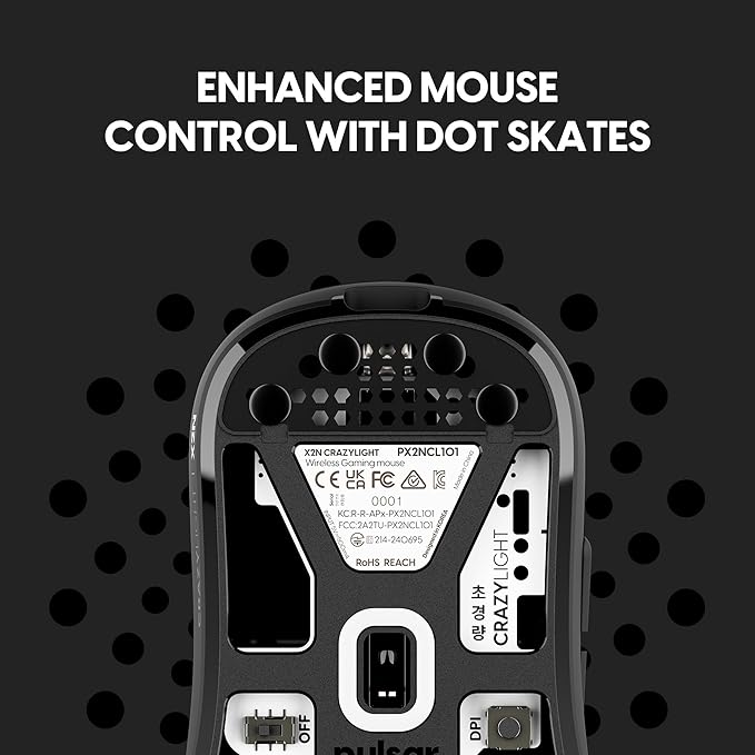 Pulsar Gaming Gears X2N Crazylight Wireless Gaming Mouse, Ultra Lightweight 1.34 oz (38g), Optical Switch, 32000 DPI, 750 IPS, XS-1 Sensor, 8k Compatible (Mini, Jet Black)