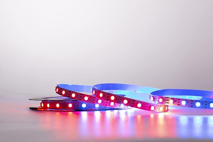 WS2812B LED Strip Individual Addressable Light 60Pixels/m SMD 5050 RGB Pixel Strip DC5V (16.4FT 300LEDS Waterproof IP65, White PCB)