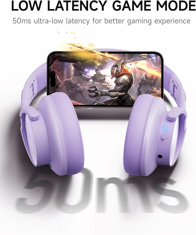 Picun B8 Headphones Wireless Bluetooth, 120H Bluetooth Headphone Over Ear with 3EQ Music Modes, Hands-Free Calls, Deep Bass Headphones for Travel Home Office Cellphone PC (Purple)