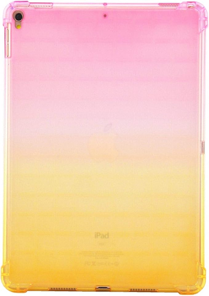 Translucent Frosted TPU Back Case for Apple iPad Air 3 (3rd Gen) 10.5" 2019 and iPad Pro 10.5" (2017) Gradient Color Impact Resistant Corner Protection Shockproof Cover, Pink & Yellow