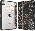 May Chen for iPad Pro 13 Inch Case M5 2025 / M4 2024, Built Pencil Holder & Clear Transparent Print Back Shell Slim Stand Shockproof Tablet Cover, Auto Wake/Sleep, Leopard Print