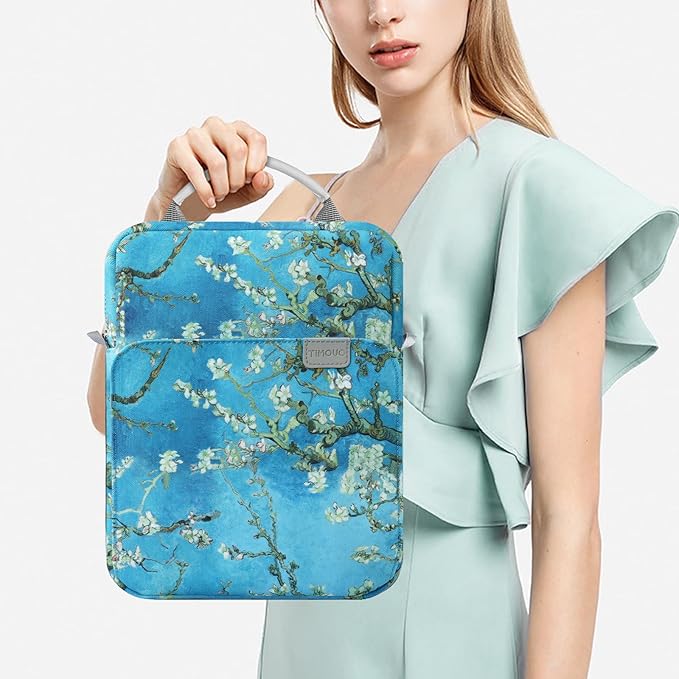 TiMOVO 9-11 Inch Tablet Sleeve Bag Carrying Case with Strap for iPad 11-inch A16 2025, iPad 10.9"/10.2", Galaxy Tab A9 Plus 11", Apricot Blossom