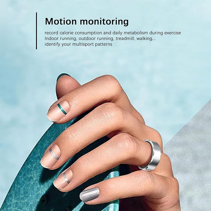 Ultra-Thin Smart Health Tracker Ring with Heart Rate & Sleep Monitoring | Fitness Activity Tracker for Steps/Calories | 7-Day Battery Life | Compatible with iOS/Android (Unisex Design) (10)