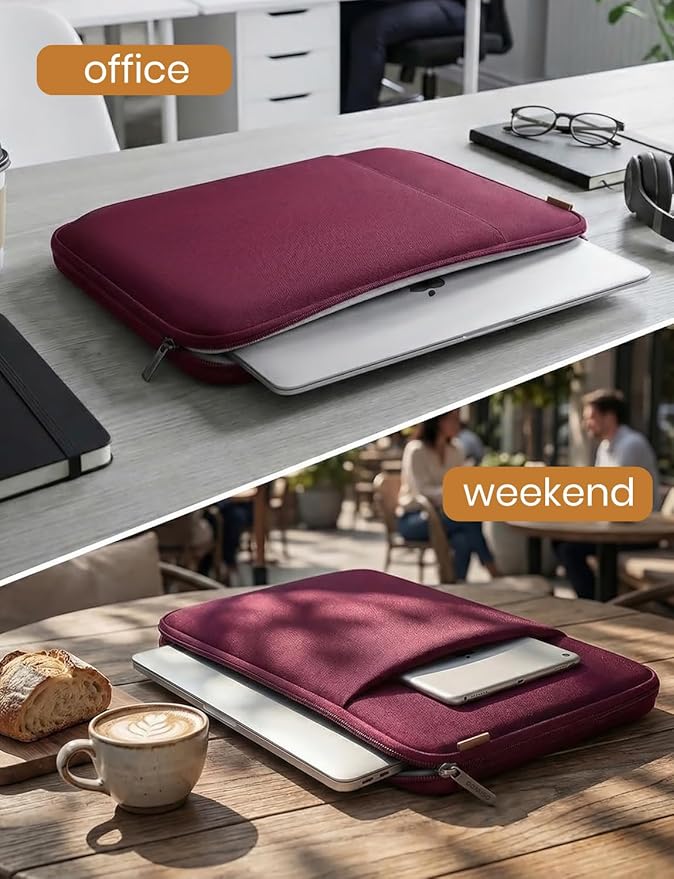 DOMISO Laptop Case Laptop Sleeve Cover Compatible with 15 inch MacBook Air M4/A3241 2025, M3/A3114,M2/A2941,15 inch MacBook Pro A1990 A1707,Compatible with Dell XPS 15 Plus with Small Case,Wine