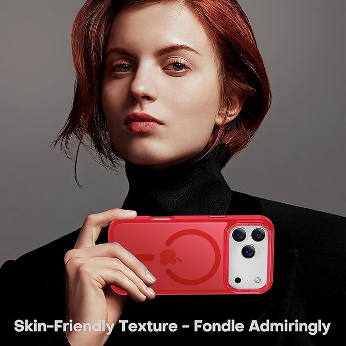 Newfuture Magnetic for iPhone 17 Pro Case [Compatible with Magsafe] [Military Grade Drop Protection] Translucent Matte Anti-Scratch Shockproof Protective Phone Case for iPhone 17 Pro 6.3 Inch, Red