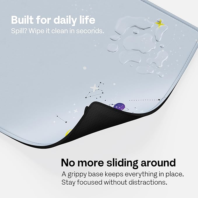 Pixio Mouse Pads - 36 x 16 inch XXL Space Kitty Cat Blue Multifunctional Large Desk Mats for Gaming, Office, Desktop Anti-Slip Waterproof Washable Computer Mouse Mat