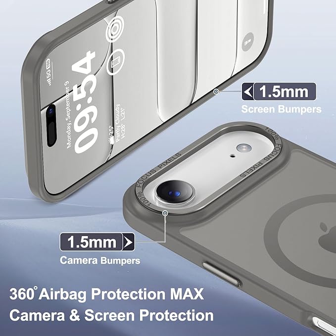 Newfuture Magnetic for iPhone Air Case [Compatible with Magsafe] [Military Grade Drop Protection] Translucent Matte Anti-Scratch Shockproof Protective Phone Cover 6.5 Inch, Titanium Gray