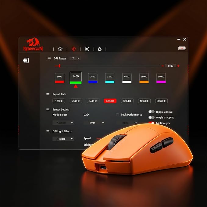 Redragon M916 ULT Wireless 8K Polling Rate Gaming Mouse, 54G Ultra-Lightweight 30,000 Max DPI Gaming Mice w/Ergonomic Natural Grip Build, Full Programmable Buttons, Orange