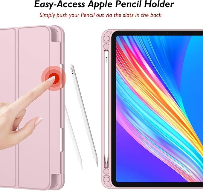 iMieet iPad Pro 13 Inch Case (M5/M4) 2025/2024 with Pencil Holder, Trifold Stand Smart Case with Soft TPU Back, Auto Wake/Sleep (Pink)