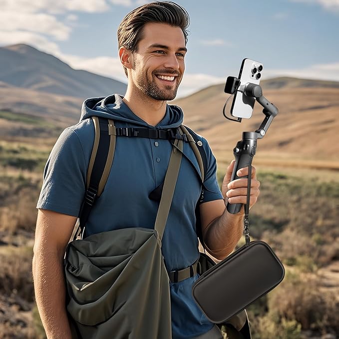 ALKOO Hard EVA Case Compatible with DJI Osmo Mobile 8, 7 & 7P, Protective Travel Organizer for 3-Axis Smartphone Gimbal Stabilizer, Mesh Pocket for Extension Rod, Clamp & Tripod