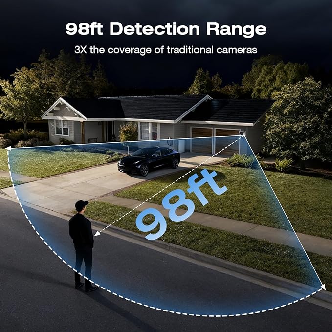 TKENPRO Solar Camera Outdoor Wireless, 2K Color Night Vision, Always-on-Video Security Camera Wireless Outdoor, Smart 24/7 Recording, Auto-Tracking, 2.4GHz Wi-Fi, IP65