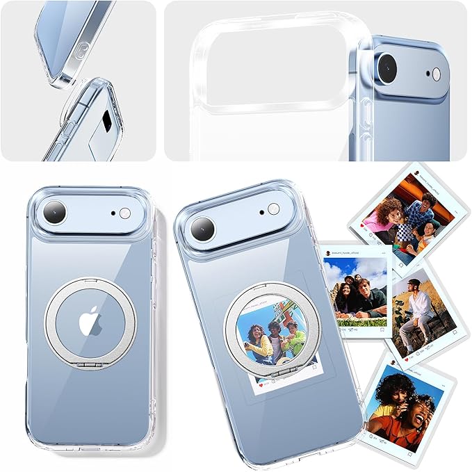 toushion 3 in 1 for iPhone Air Case Stand |Build in Kickstand,Screen Protector *1 & Camera Lens Protector*1, Not Yellowing, Fits MagSafe, Military-Grade Protection