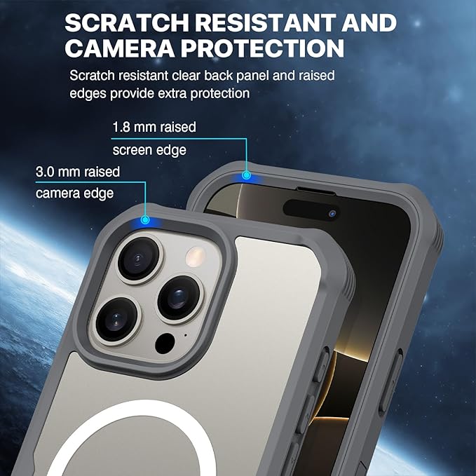 CENHUFO Magnetic Privacy for iPhone 16 Pro Max Case [Compatible with Magsafe] Full Body Phone Case Built-in 9H Tempered Glass Privacy Screen Protector Camera Lens Protector, Shockproof Cover - Gray