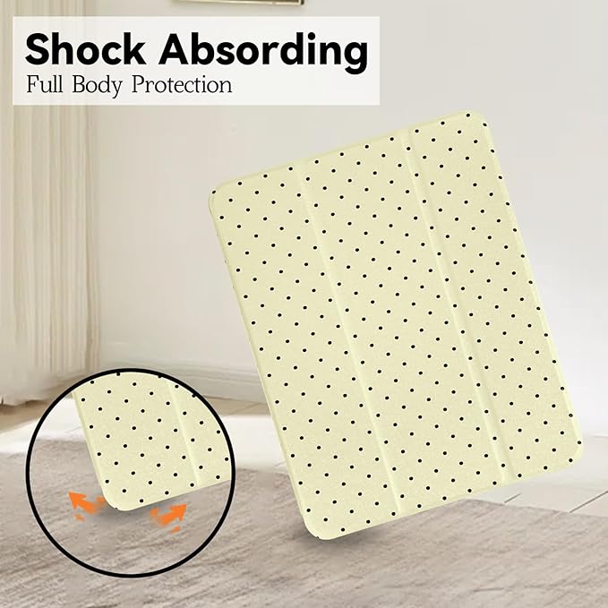 Lovmooful Compatible for iPad 11th 11-Inch A16 (2025),iPad 10 (10.9-Inch,2022 Model,10th Generation) Case with Pencil Holder Cute Polka Dot Aesthetic Design Soft TPU Trifold Stand Protective-Yellow