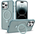 SKYLMW Compatible with iPhone 14 Pro Case with Invisible Magnetic O-Ring Stand Military-Grade Translucent Case for iPhone 14 Pro 6.1" [Compatible with Mag-Safe][Great Grip Feeling], Blue