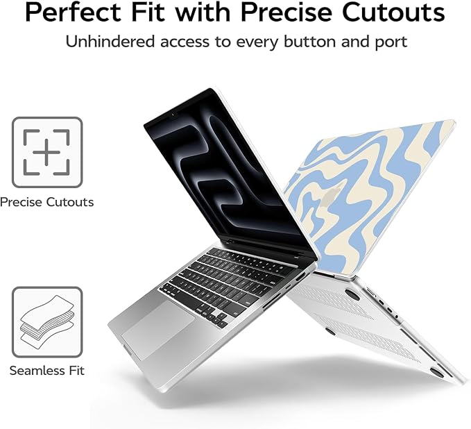 Anban Compatible with MacBook Pro 14 inch Case 2026-2021 M5 M4 M3 M2 M1 A3426 A3427 A3434 A3112 A3185 A3401 A2918 A2992 A2779 A2442, Plastic Hard Shell+Keyboard Cover+Screen Protector, Blue Wave