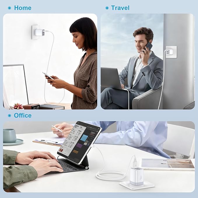 USB Wall Charger, Hootek 2Pack Wall Plug 3-Port USB Charging Station 3.1A Power Adapter Multi Port Quick Charger Block Cube for iPhone 17 16 15 14 13 12 11 Pro XS MAX 8 iPad Samsung Galaxy S25 S24 S23