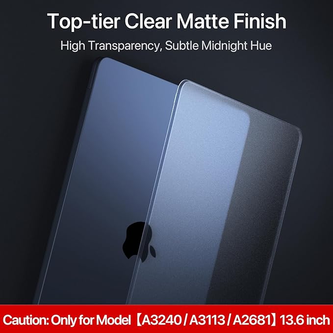 Soonjet Matte Case for MacBook Air 13/13.6-inch (M5/M4/M3/M2, 2022–2026 A3449 A3240 A3113 A2681), Lightweight | Scratch & Fingerprint Resistant | Closes Seamlessly | Ideal for Work, Travel & Study