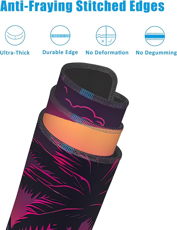 Mouse Pad,Retro Sunset Desk Mat for Desktop,Desk Pad with Non-Slip Base and Stitched Edge,Extended Mousepad for Office and Home 35.4X15.7 Inch