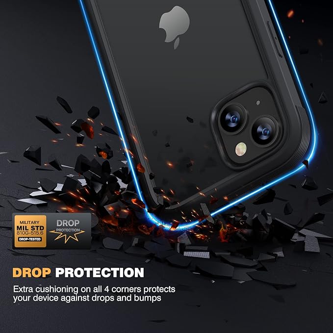 Diaclara Designed for iPhone 14 Plus Case, Full Body Rugged Case with Built-in Touch Sensitive Anti-Scratch Screen Protector, with Camera Lens Protector for iPhone 14 Plus 6.7" (Black)