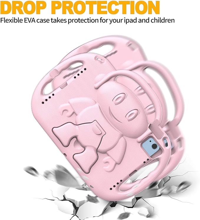 Kids Case for iPad 11th Generation (A16) 11" 2025 & 10th Gen 10.9" 2022 & iPad Air 11" 2025/2024 & Air 5th/4th Gen & Pro 11, Protective Cover with Shoulder Strap Handle Stand, Light Pink
