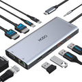 USB C Docking Station Dual Monitor for Dell HP, Laptop Docking Station 3 Monitors USB C Hub Dock to 2 HDMI 4K, VGA,Ethernet,10Gbps USB A/C Port, 100W PD Port, Audio, Type C Adapter 11 in 1 for Lenovo