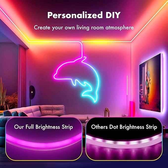 L8star Neon Strip Lights, 32.8ft/10m LED Neon Rope Lights with Remote APP Control IP65 Waterproof Flexible Neon LED Strip Lights 24V RGB LED Neon Lights for Bedroom Indoors Outdoors Decor