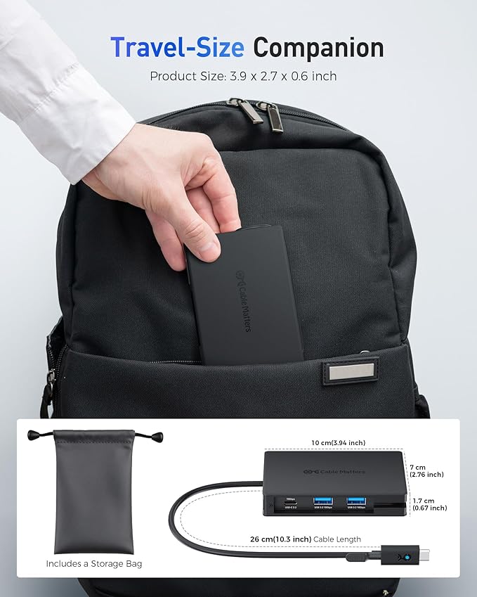 Cable Matters 8-in-1 Portable 40Gbps USB4 Hub (USB 4 Dock) Dual DisplayPort 4K@60Hz, Single DP 4K@240Hz/8K@60Hz, 100W PD, Gigabit Ethernet, Limited macOS Display Support, Thunderbolt 4 Compatible