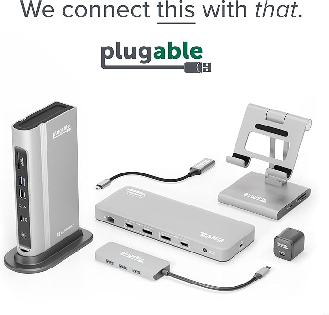 Plugable 7-in-1 USB-C DisplayLink Dock – Dual 4K 60Hz HDMI, USB-C & USB-A (10Gbps), SD Card, Gigabit Ethernet, 100W PD Charging – Compatible with macOS & Windows, MacBook Dual Monitor Support