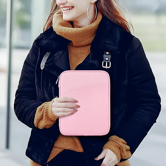 Dadanism 8-9 Inch Tablet Sleeve Bag Carrying Case for iPad mini 7th/6th 8.3", iPad mini 7.9", Galaxy Tab A7 Lite/A9 8.7", ‎Remarkable Paper Pro Move 7.3" 2025, Tab M8 8", Tab M9 9", Flowers Pink