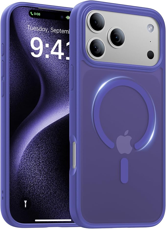 Magnetic for iPhone 17 Pro Max Case,[Anti-Slip][Compatible with MagSafe][Military Grade Drop Protection] Shockproof Protective Translucent Phone Case for iPhone 17 Pro Max Case,Cobalt Blue