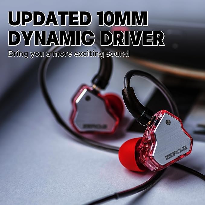 Linsoul 7Hz x Crinacle Zero:2 in Ear Monitor, Updated 10mm Dynamic Driver IEM, Wired Earbuds Earphones, Gaming Earbuds, with OFC IEM Cable for Musician (with MIC, Pink)