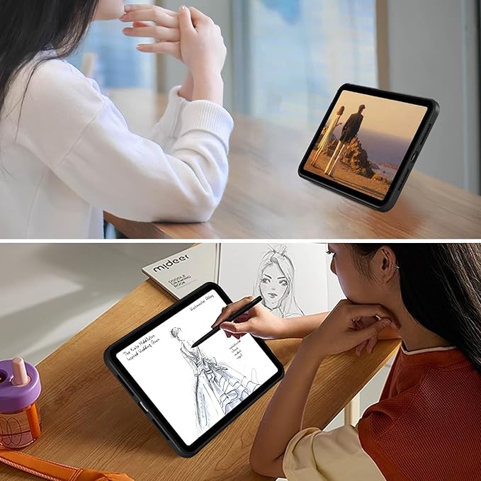GUAGUA for iPad Mini 7 Case 2024 (A17 Pro), iPad Mini 7th/6th Generation Case with Stand(2024/2021) 8.3'' Translucent Matte Back Slim Shockproof Protective Kickstand Case for iPad Mini 7th/ 6th, Black