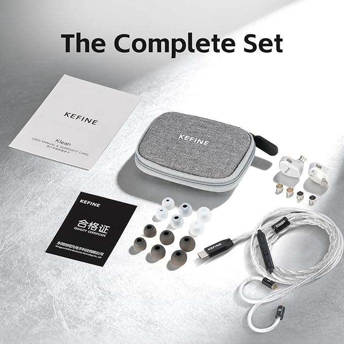 Klean SV in Ear Monitor, 10mm Full-DLC Diaphragm Dynamic Driver IEM, 3 Interchangeable Tuning Nozzles, HiFi Wired Earbuds, Detachable Cable for Audiophile, Musician & Gaming (Silver, 3.5mm)