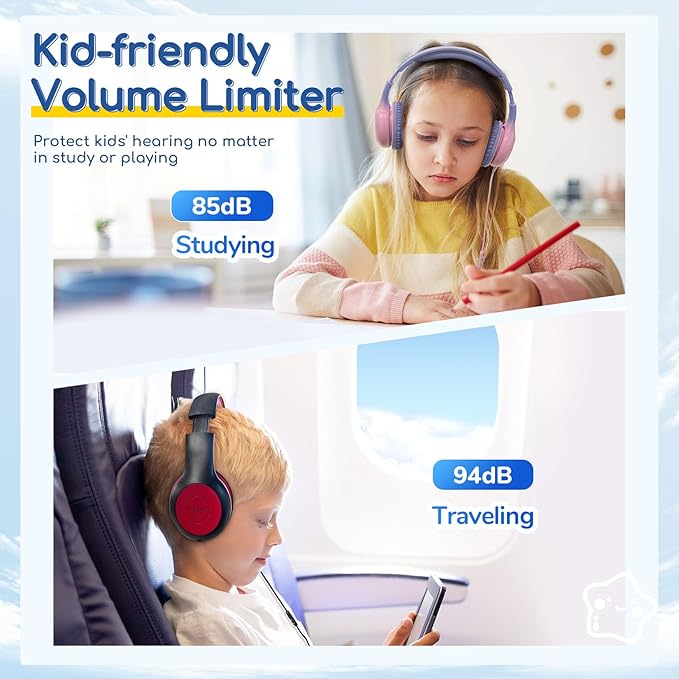 EarFun Kids Headphones Wired with Microphone, USB Type C Headphones for Kids, 85/94dB Volume Limit, Portable Wired Headphone with Shareport, Stereo Sound Foldable Headset for School/Tablet/PC/Kindle