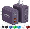 [2Pack] 40W USB C Plug,4-Port Fast Charger Block PD+QC 4 Port Charger Cube Wall Charging Box Brick for Samsung Galaxy S22/S21+/S21 Ultra,Magsafe Wireless Charger,iPhone 17/16/16 Pro Max/15/14(Purple)
