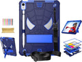 Dteck for iPad Air (3rd Generation) 2019/iPad Pro (2017 Release) Hard Shell Case 10.5" with Kickstand, Shoulder Strap/Screen Protector Film/Stylus Included, Shockproof Cute Spider Kid's Cover, Blue