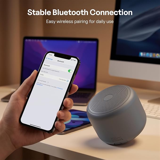 Bobtot Portable Bluetooth Speakers with Strap Easy to Carry, Wireless Waterproof Mini Speaker with Loud Stereo Sound, 20 Hours Playtime, Rechargeable Battery, Built-in Microphone, Dark Gray