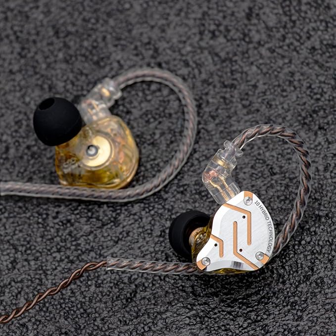 Linsoul KZ ZS10 Pro, 4BA+1DD 5 Driver in Ear Monitor, HiFi Wired Earbuds, Gaming Earbuds, Hybrid IEM Earphones with Stainless Steel Faceplate, Detachable Cable for Musician(Without Mic, Glare Yellow)