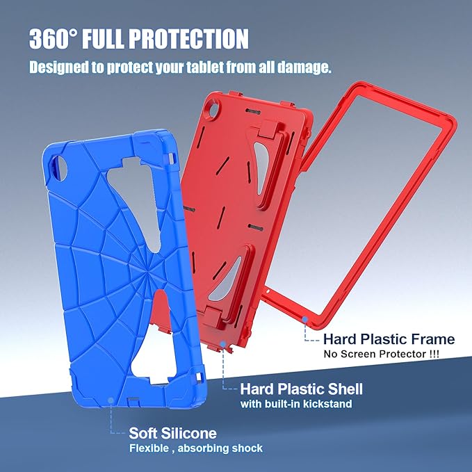 AKABEILA Compatible with Samsung Galaxy Tab A9 Plus 11 inch (SM-X216B)(2023) Tablet Case，Lightweight Shockproof Rugged Protective Cover with Kickstand for Kids Children Boys Babies Blue Red