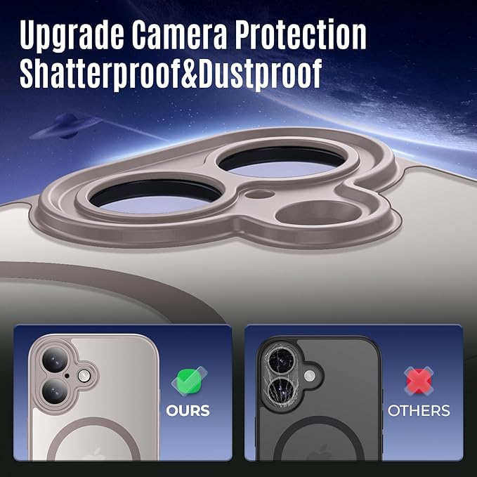 Symcele Designed for iPhone 17 Case, Compatible with MagSafe, [Camera Protection] [15FT Military Droptection] Shockproof Translucent Matte Anti-Slip Phone Case, 6.3", Natural Titanium