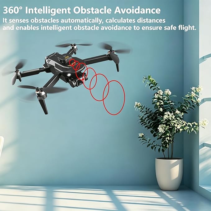Drone with 1080P HD Camera, Foldable Mini Drone with One Key Take Off/Land, Gesture Control, Intelligent Obstacle Avoidance, 3D Flip, 2 Batteries, Easier to Use, for Adults Teen Boys Girls Beginners