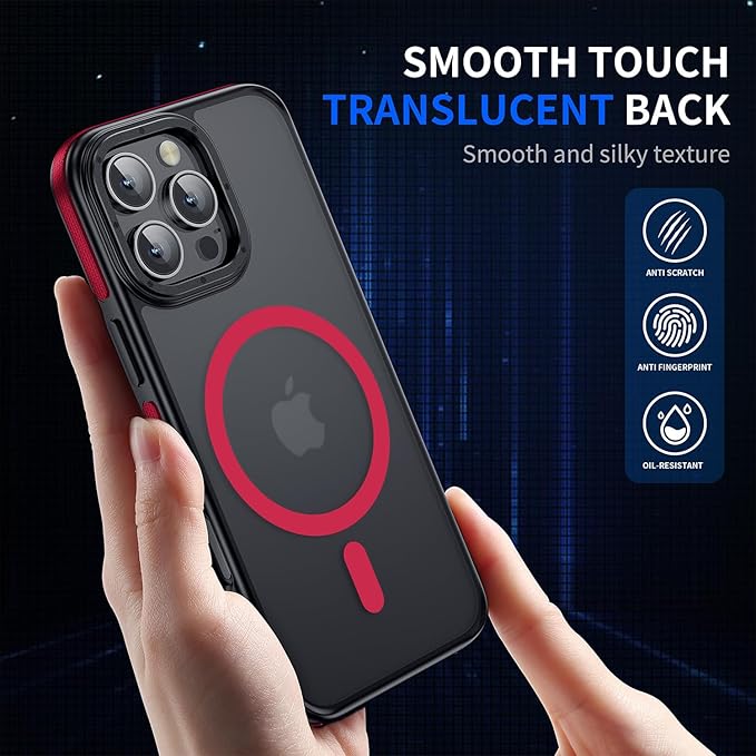 Strong Magnetic case for iPhone 16 Pro [10Ft Military-Grade Protection] Compatible with fit MagSafe Shockproof Slim Thin Cover 6.3 inch 16 Pro Phone case, Red Bumper