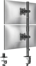 monTEK Stable Vertical Dual Monitor Mount, Stacked Desk Stand for Two 17-32 inch Screens, Full Motion Arm with Tilt, Swivel, Rotation, Supports 22 lbs per Side, C-Clamp/Grommet Base, VESA 100×100mm