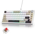 75% Mechanical Gaming Keyboard with Volumn Knob, Gasket Hot Swappable RGB, Wired, Red Switch, 82 Keys Compact Creamy (Black Grey)