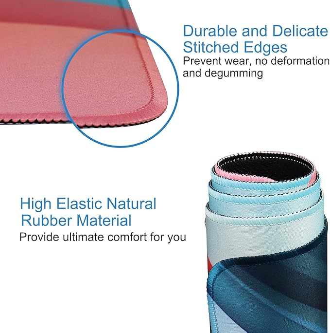 Extra Large Gaming Mouse Pad 31.5 x 11.8 in, Waterproof Mousepad with Stitched Edges, Premium Microfiber Cloth Surface, Non-Slip Base Keyboard Desk Mat for Home Office Gaming, Desktop Blue Red