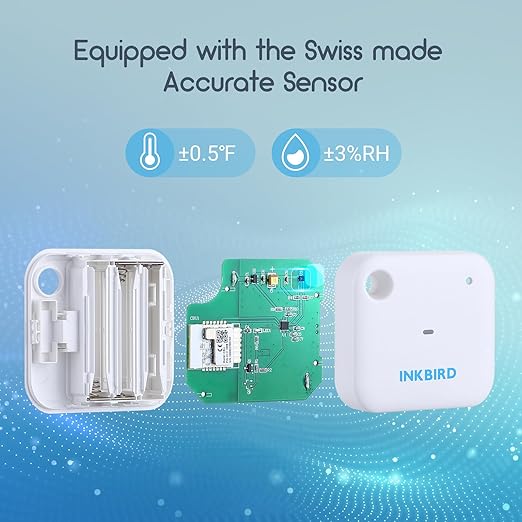 INKBIRD WiFi Thermometer Hygrometer Monitor, Smart Temperature Humidity Sensor IBS-TH3 with App Notification Alert, 1 Year Data Storage Export, Remote Monitor for Greenhouse Wine Cellar Baby Room