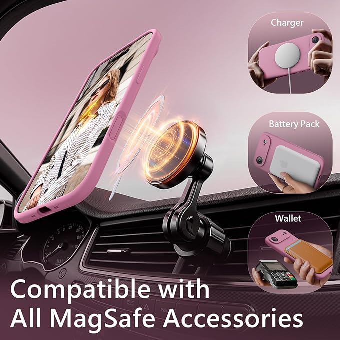 FireNova Magnetic for iPhone Air Case, Compatible with MagSafe, [Integrated Silicone Camera Control Button] [Camera Protection] Microfiber Lining Phone Case for iPhone 17 Air, 6.5", Lilac Purple